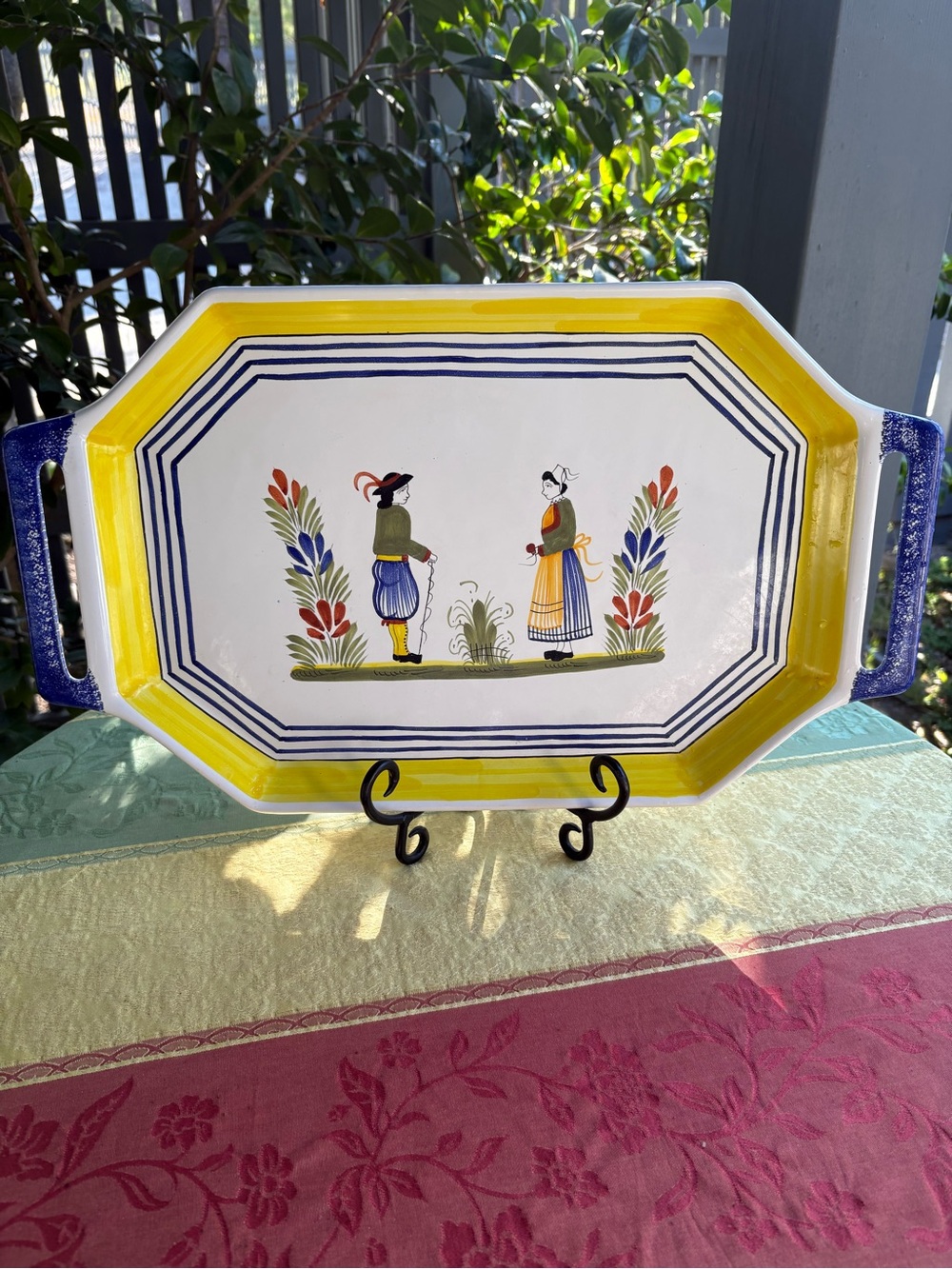 Quimper Pierre Deux Handpainted Large Ceramic Serving Platter